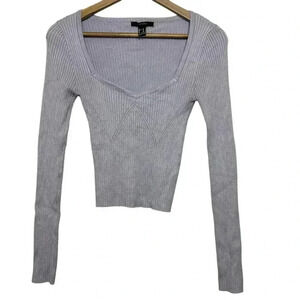 Forever 21 Purple Long Sleeve Cropped Sweatshirt | Size Medium